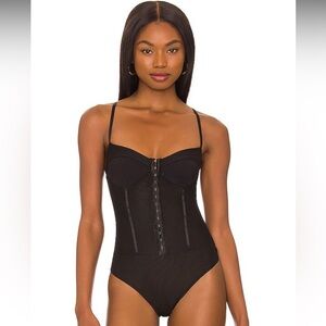 Intimately Free People Night Rhythm Mesh Corset Bodysuit Black Size Small